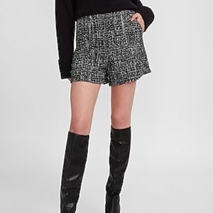 NWT Express Super High Waisted Double Zipper Tweed Shorts